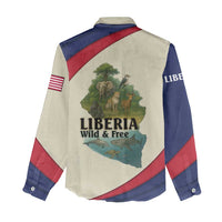 Liberia Wildlife Women Casual Shirt with African Safari and Ocean Marine Life Design