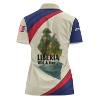 Liberia Wildlife Women Polo Shirt with African Safari and Ocean Marine Life Design