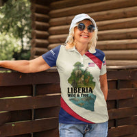 Liberia Wildlife Women Polo Shirt with African Safari and Ocean Marine Life Design