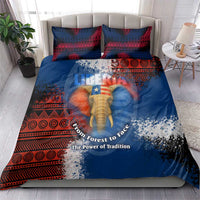 Liberia Elephant Power of Tradition Bedding Set with Tribal Red Blue Splash Pattern