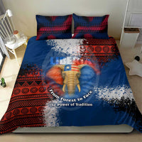 Liberia Elephant Power of Tradition Bedding Set with Tribal Red Blue Splash Pattern