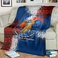 Liberia Elephant Power of Tradition Blanket with Tribal Red Blue Splash Pattern