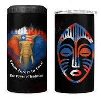 Liberia Elephant Power of Tradition 4 in 1 Can Cooler Tumbler with Tribal Red Blue Splash Pattern