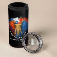 Liberia Elephant Power of Tradition 4 in 1 Can Cooler Tumbler with Tribal Red Blue Splash Pattern
