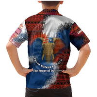 Liberia Elephant Power of Tradition Family Matching Mermaid Dress and Hawaiian Shirt with Tribal Red Blue Splash Pattern