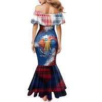 Liberia Elephant Power of Tradition Family Matching Mermaid Dress and Hawaiian Shirt with Tribal Red Blue Splash Pattern