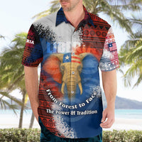 Liberia Elephant Power of Tradition Hawaiian Shirt with Tribal Red Blue Splash Pattern