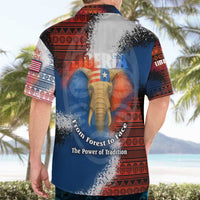 Liberia Elephant Power of Tradition Hawaiian Shirt with Tribal Red Blue Splash Pattern