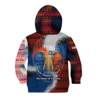 Liberia Elephant Power of Tradition Kid Hoodie with Tribal Red Blue Splash Pattern