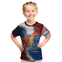 Liberia Elephant Power of Tradition Kid T Shirt with Tribal Red Blue Splash Pattern