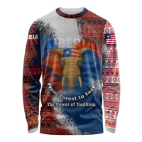 Liberia Elephant Power of Tradition Long Sleeve Shirt with Tribal Red Blue Splash Pattern