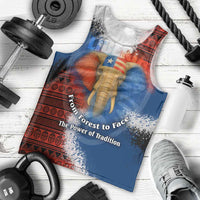 Liberia Elephant Power of Tradition Men Tank Top with Tribal Red Blue Splash Pattern
