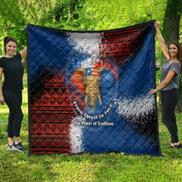 Liberia Elephant Power of Tradition Quilt with Tribal Red Blue Splash Pattern