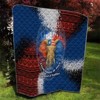 Liberia Elephant Power of Tradition Quilt with Tribal Red Blue Splash Pattern