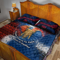 Liberia Elephant Power of Tradition Quilt Bed Set with Tribal Red Blue Splash Pattern