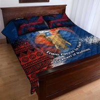 Liberia Elephant Power of Tradition Quilt Bed Set with Tribal Red Blue Splash Pattern