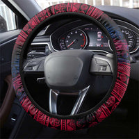 Liberia Elephant Power of Tradition Steering Wheel Cover with Tribal Red Blue Splash Pattern