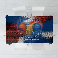 Liberia Elephant Power of Tradition Tablecloth with Tribal Red Blue Splash Pattern