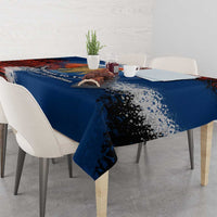 Liberia Elephant Power of Tradition Tablecloth with Tribal Red Blue Splash Pattern