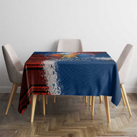 Liberia Elephant Power of Tradition Tablecloth with Tribal Red Blue Splash Pattern