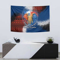 Liberia Elephant Power of Tradition Tapestry with Tribal Red Blue Splash Pattern