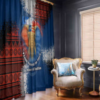Liberia Elephant Power of Tradition Window Curtain with Tribal Red Blue Splash Pattern