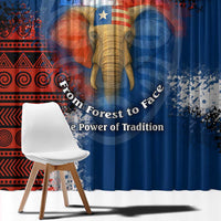 Liberia Elephant Power of Tradition Window Curtain with Tribal Red Blue Splash Pattern