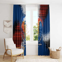 Liberia Elephant Power of Tradition Window Curtain with Tribal Red Blue Splash Pattern
