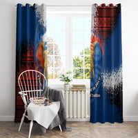 Liberia Elephant Power of Tradition Window Curtain with Tribal Red Blue Splash Pattern
