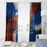 Liberia Elephant Power of Tradition Window Curtain with Tribal Red Blue Splash Pattern