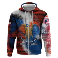 Liberia Elephant Power of Tradition Zip Hoodie with Tribal Red Blue Splash Pattern