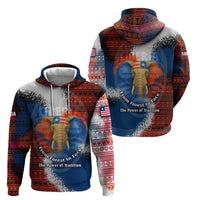 Liberia Elephant Power of Tradition Zip Hoodie with Tribal Red Blue Splash Pattern