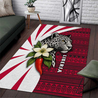 Liberia Area Rug with Leopard Head, White Lily, and Red Chili Tribal Design - Wonder Print Shop