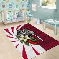 Liberia Area Rug with Leopard Head, White Lily, and Red Chili Tribal Design - Wonder Print Shop