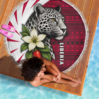Liberia Beach Blanket with Leopard Head, White Lily, and Red Chili Tribal Design - Wonder Print Shop