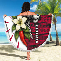 Liberia Beach Blanket with Leopard Head, White Lily, and Red Chili Tribal Design - Wonder Print Shop