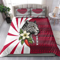 Liberia Bedding Set with Leopard Head, White Lily, and Red Chili Tribal Design - Wonder Print Shop