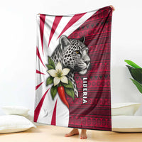 Liberia Blanket with Leopard Head, White Lily, and Red Chili Tribal Design - Wonder Print Shop