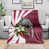 Liberia Blanket with Leopard Head, White Lily, and Red Chili Tribal Design - Wonder Print Shop