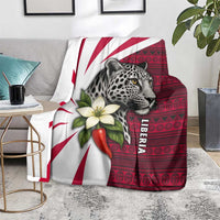 Liberia Blanket with Leopard Head, White Lily, and Red Chili Tribal Design - Wonder Print Shop