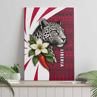 Liberia Canvas Wall Art with Leopard Head, White Lily, and Red Chili Tribal Design - Wonder Print Shop