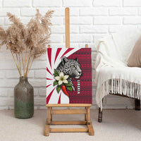 Liberia Canvas Wall Art with Leopard Head, White Lily, and Red Chili Tribal Design - Wonder Print Shop