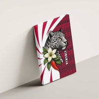 Liberia Canvas Wall Art with Leopard Head, White Lily, and Red Chili Tribal Design - Wonder Print Shop