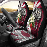 Liberia Car Seat Cover with Leopard Head, White Lily, and Red Chili Tribal Design - Wonder Print Shop