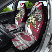 Liberia Car Seat Cover with Leopard Head, White Lily, and Red Chili Tribal Design - Wonder Print Shop