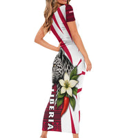 Liberia Family Matching Short Sleeve Bodycon Dress and Hawaiian Shirt with Leopard Head, White Lily, and Red Chili Tribal Design - Wonder Print Shop