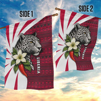 Liberia Garden Flag with Leopard Head, White Lily, and Red Chili Tribal Design - Wonder Print Shop