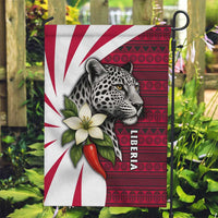 Liberia Garden Flag with Leopard Head, White Lily, and Red Chili Tribal Design - Wonder Print Shop