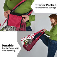 Liberia Grocery Bag with Leopard Head, White Lily, and Red Chili Tribal Design - Wonder Print Shop