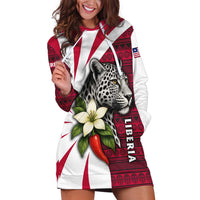 Liberia Hoodie Dress with Leopard Head, White Lily, and Red Chili Tribal Design - Wonder Print Shop